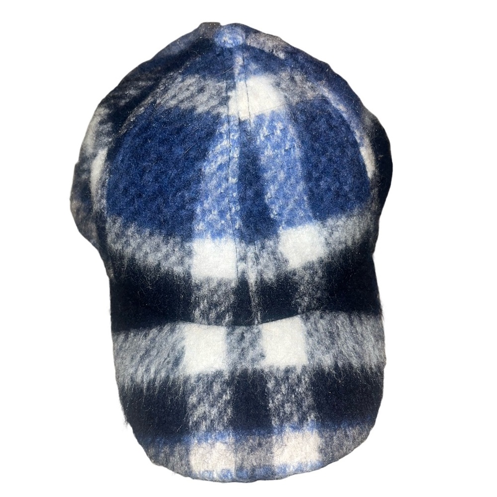 H&M Blue and White Plaid Wool Hat